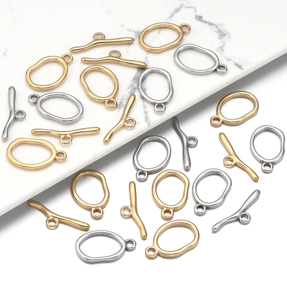 1 Set Stainless Steel Wave ShapedToggle ClasToggle Clasps Buckle Connectors For Bracelet Necklace DIY Jewelry Making Accessories