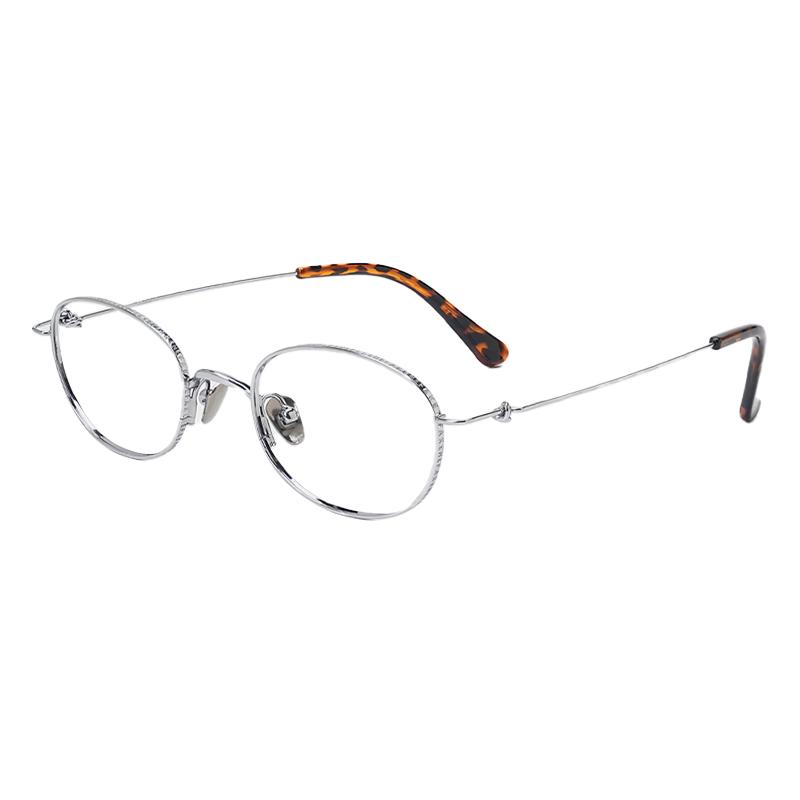 LOHO Women s Pure Titanium Oval Prescription Glasses Frame Essilor Blue Comfort 1.60 Anti-Blue Light