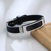 Vnox 12mm Customized Bracelets for Men Women,Grooved Stainless Steel ID Bangle with Adjustable Silicone Band,Casual Classic Gift