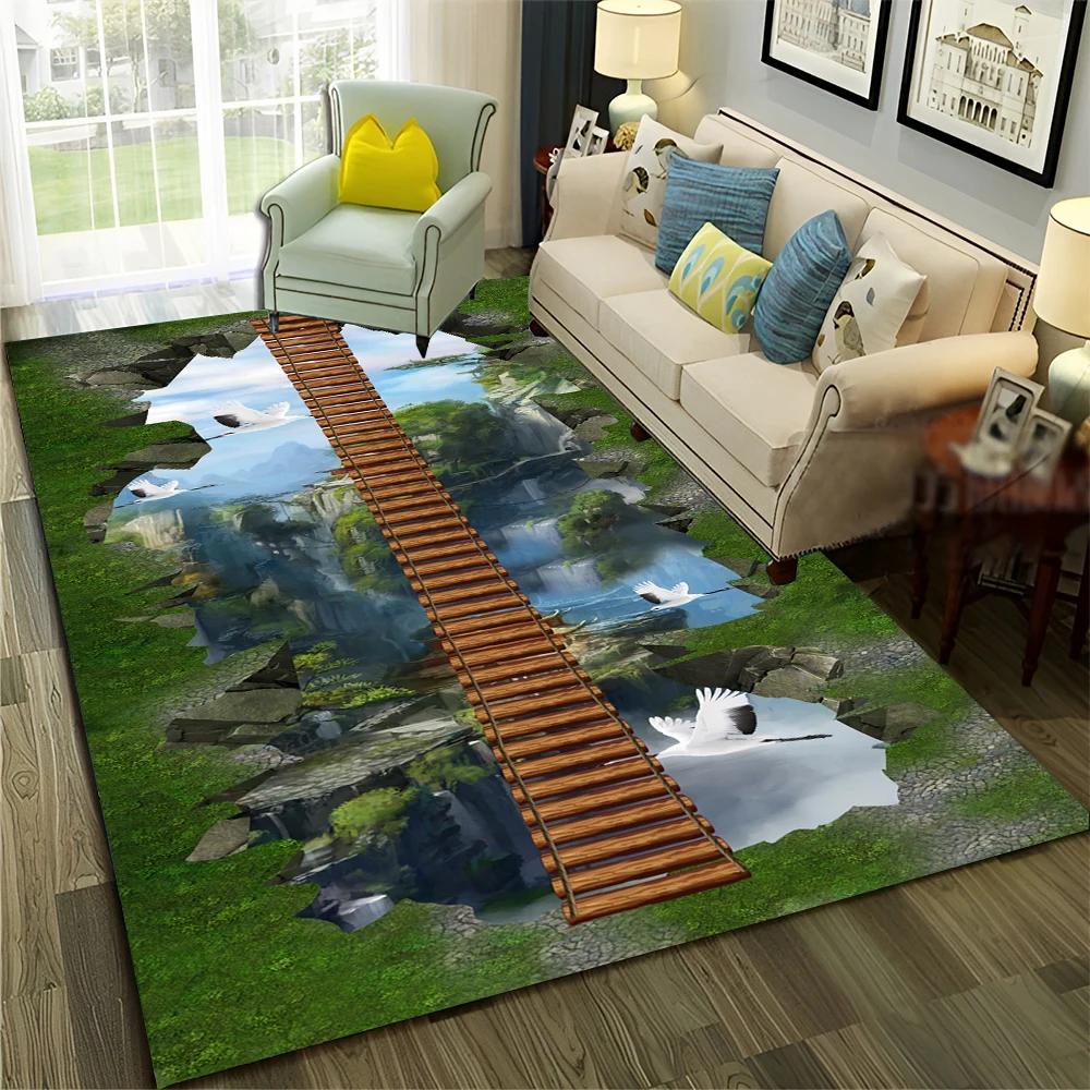 3D Illusion Vision Hallucination HD Carpet Rug for Home Living Room Bedroom Sofa Doormat Decor,Child Area Rug Non-slip Floor Mat