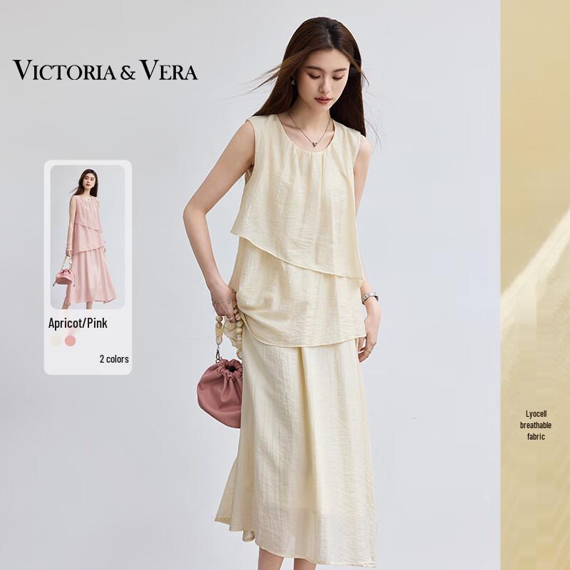 

VICTORIA&VERAA Women s Vintage Layered Sleeveless A-line Midi Dress S