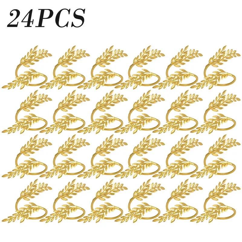 156Pcs Gold Leaf Napkin Rings Fall Napkin Holder for Christmas Thanksgiving Wedding Dinnig Table Decoration