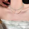 Summer Dopamine Color Beaded Necklace Female Double Layer Stacked Collarbone Chain Neck Chain