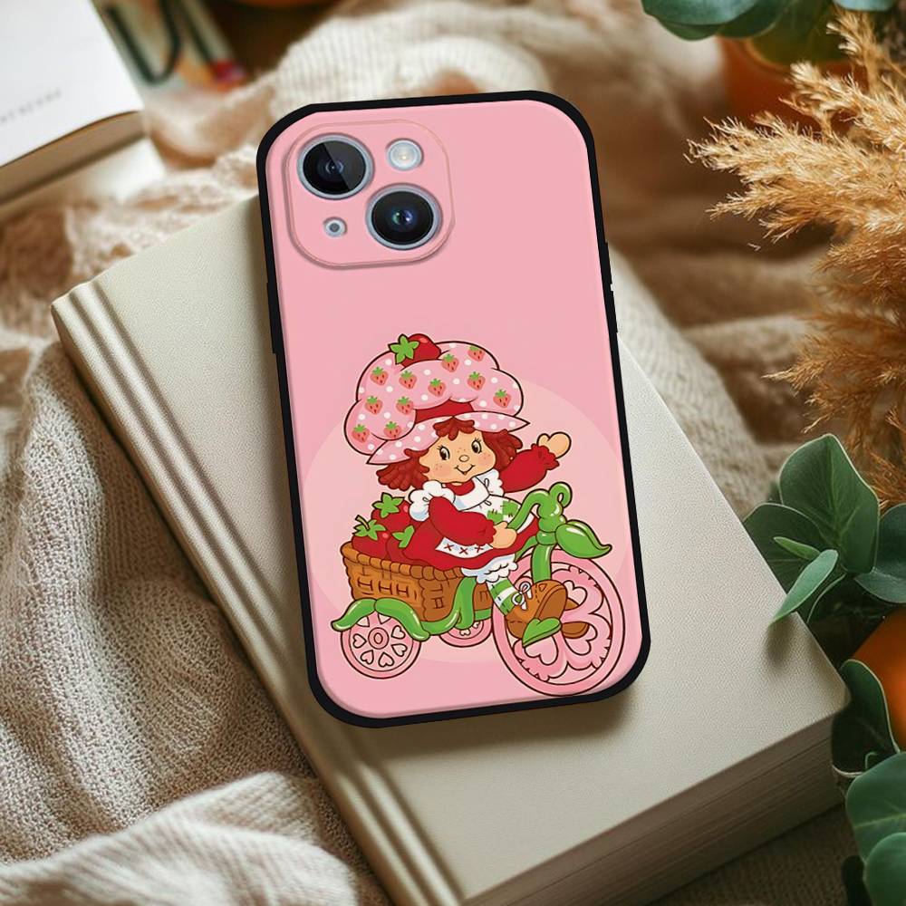 Strawberry S-Shortcake Phone Case For IPhone 1716 15 14 13 Pro Max 11 12 Mini X Xs XR Black Silicone Cover