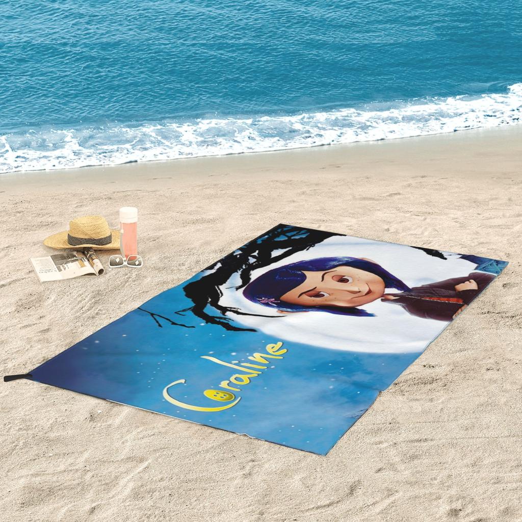 Coralines Halloween Cartoon Anime Beach Towel Soft Microfiber Quick Dry Absorbent Quick Towels For Bath