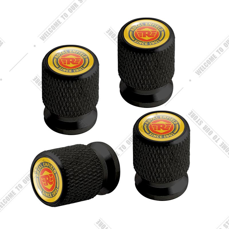 Motorcycle CNC Aluminum For Royal Enfield Bullet/Meteor/Classic 350 500 650 400 Emblem 4pcs Tire Valve Air Port Stem Cover Caps