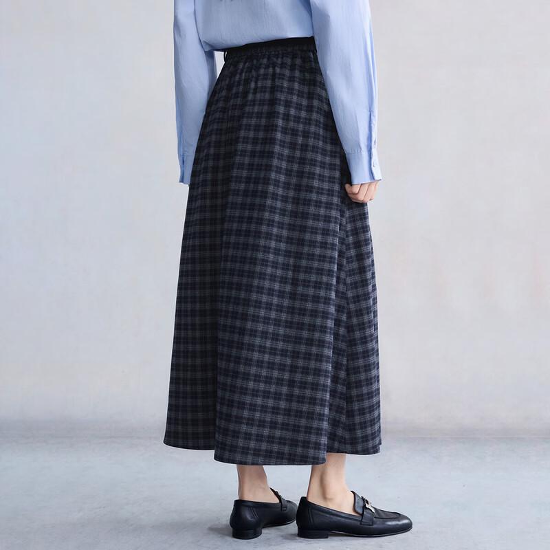 INMAN Women's Retro Plaid A-Line Skirt