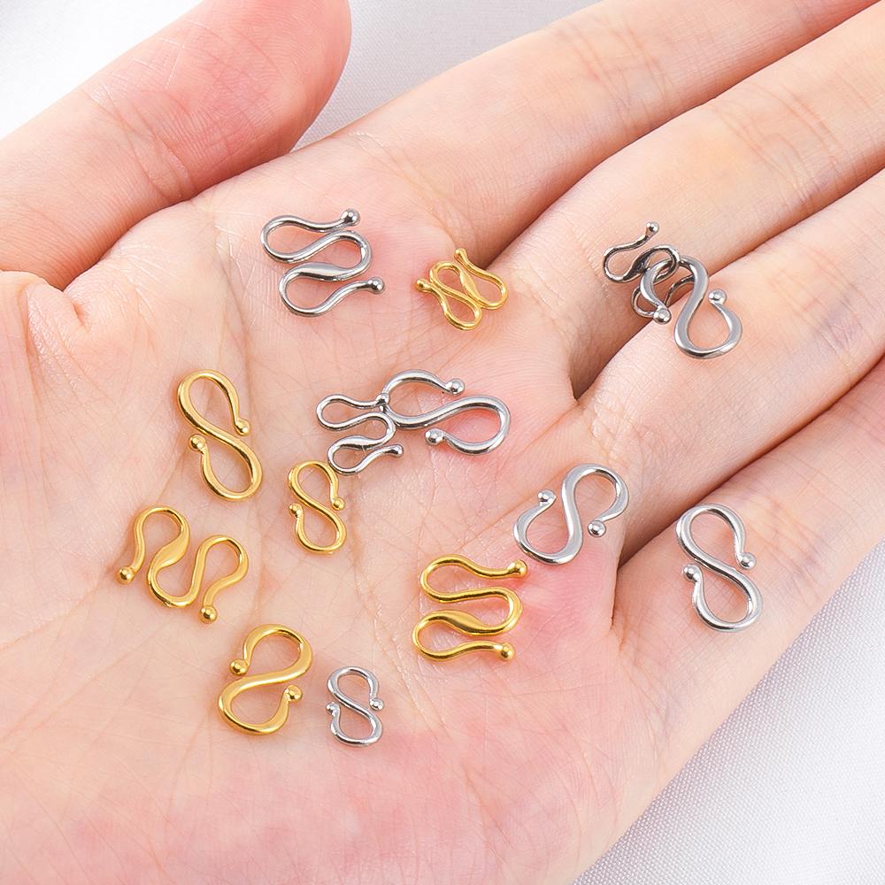 10pcs 20pcs Stainless Steel W S Shape Necklace Clasps Hooks DIY Jewelry Making Finding Bracelet Supplies Accessories Wholesale
