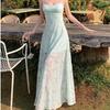 2026 New Summer Mint Green Sleeveless Suspender Dress Women's Seaside Holiday Style Wear Waist Beautiful Long Dress