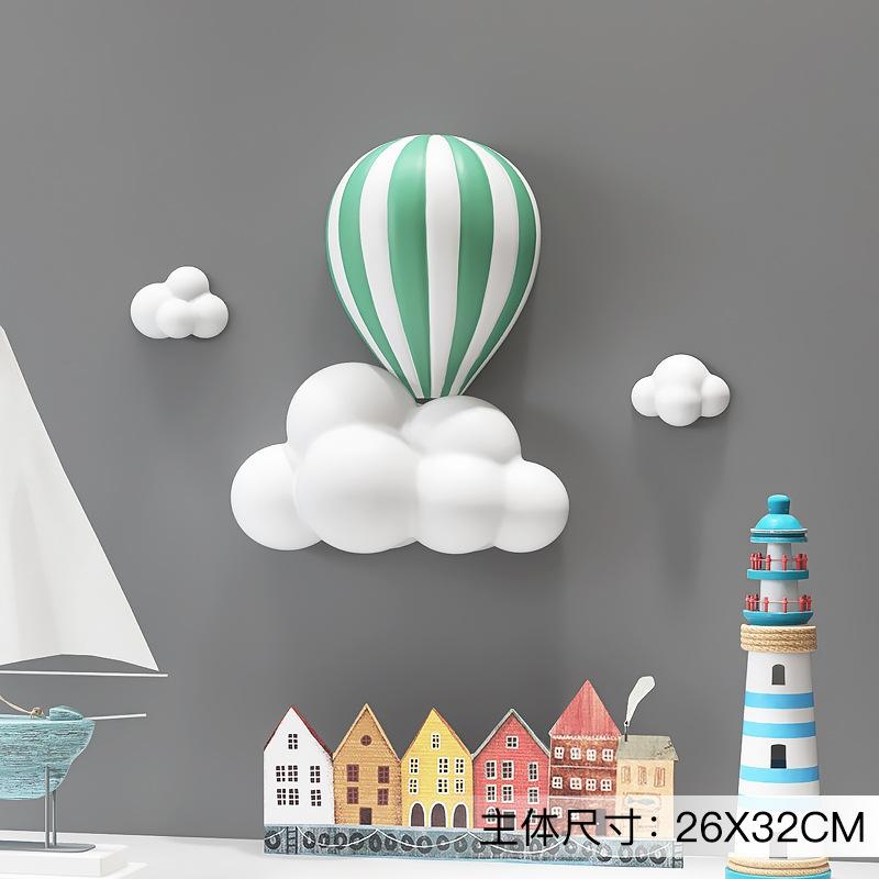 3D Heißluftballon Statue Haus Wanddekoration Weiße Wolke Harzskulptur Wohnzimmer Schlafzimmer Innenwand Hängedekor