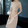 Casual Sweater Dress for Women Mid-length Turtleneck Knitted Sweater Large-sized Solid Color Pullover Long-sleeved Knitted Dress