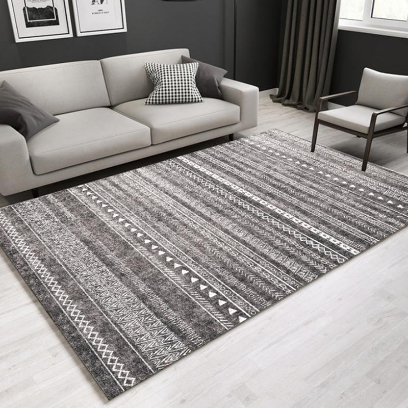Moroccan Ethnic Style Carpet Simple Black White Gray Decorative Rug Living Room Study Non Slip Mat Home Decorative