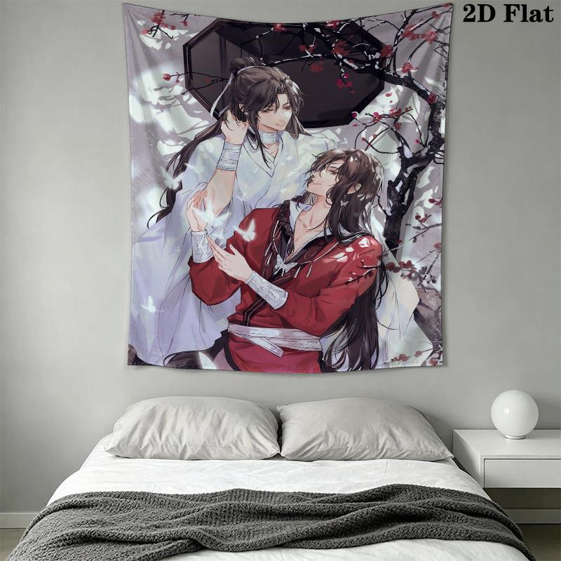 Heavenly Official's Blessing Wall Tapestry Aesthetic Wall Hanging Printed Fabric Blanket Decorative Tapestries for Bedroom Living Room Home Decor