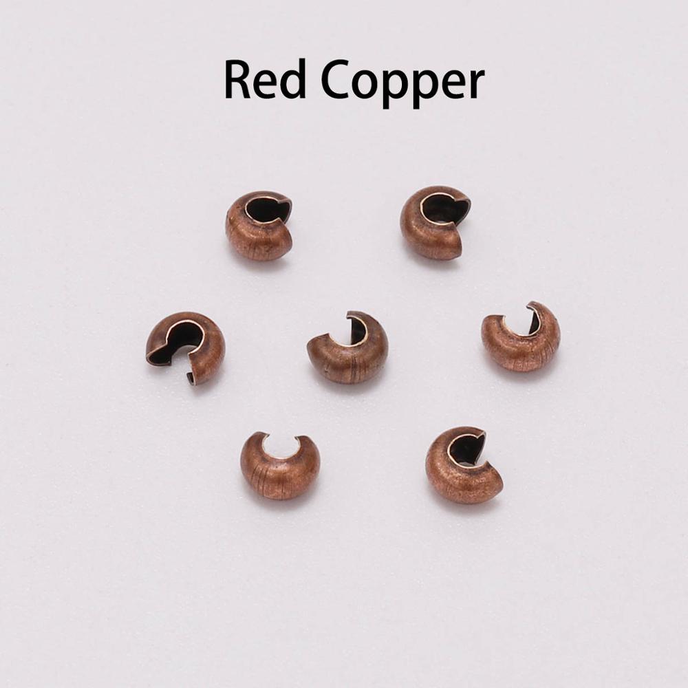 50-100pcs 3 4 5 Mm Gold Crimp Round Covers End Beads Bracelet Necklace Stopper Spacer Beads For DIY Jewelry Making Accessories