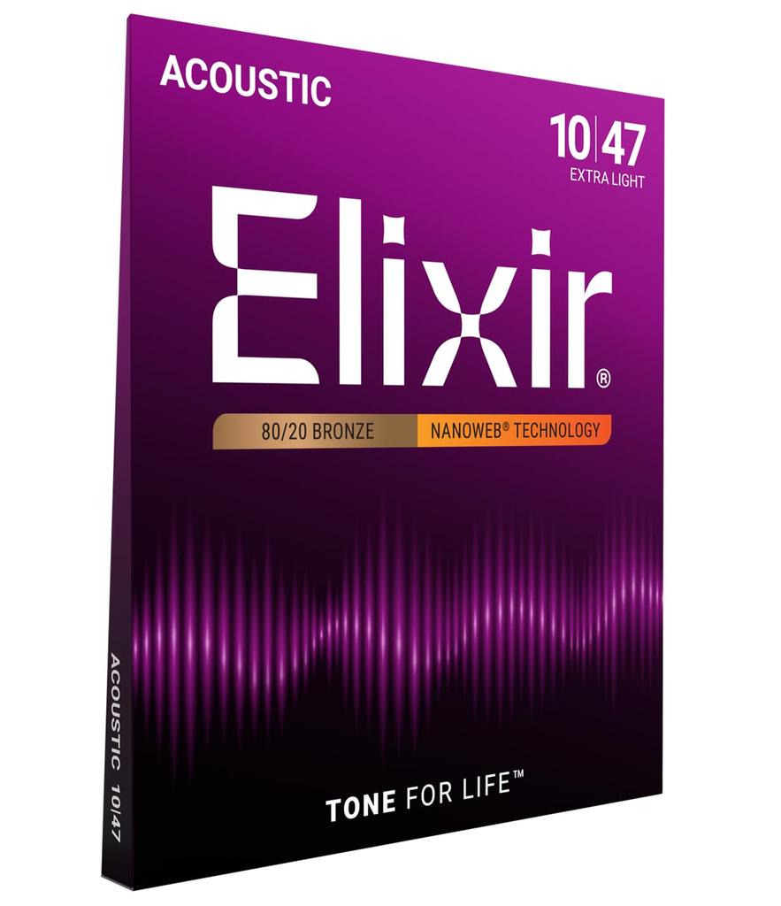 Elixir Acoustic Guitar Strings NANOWEB 8020 Bronze Extra Light .010-.047 #11002 []