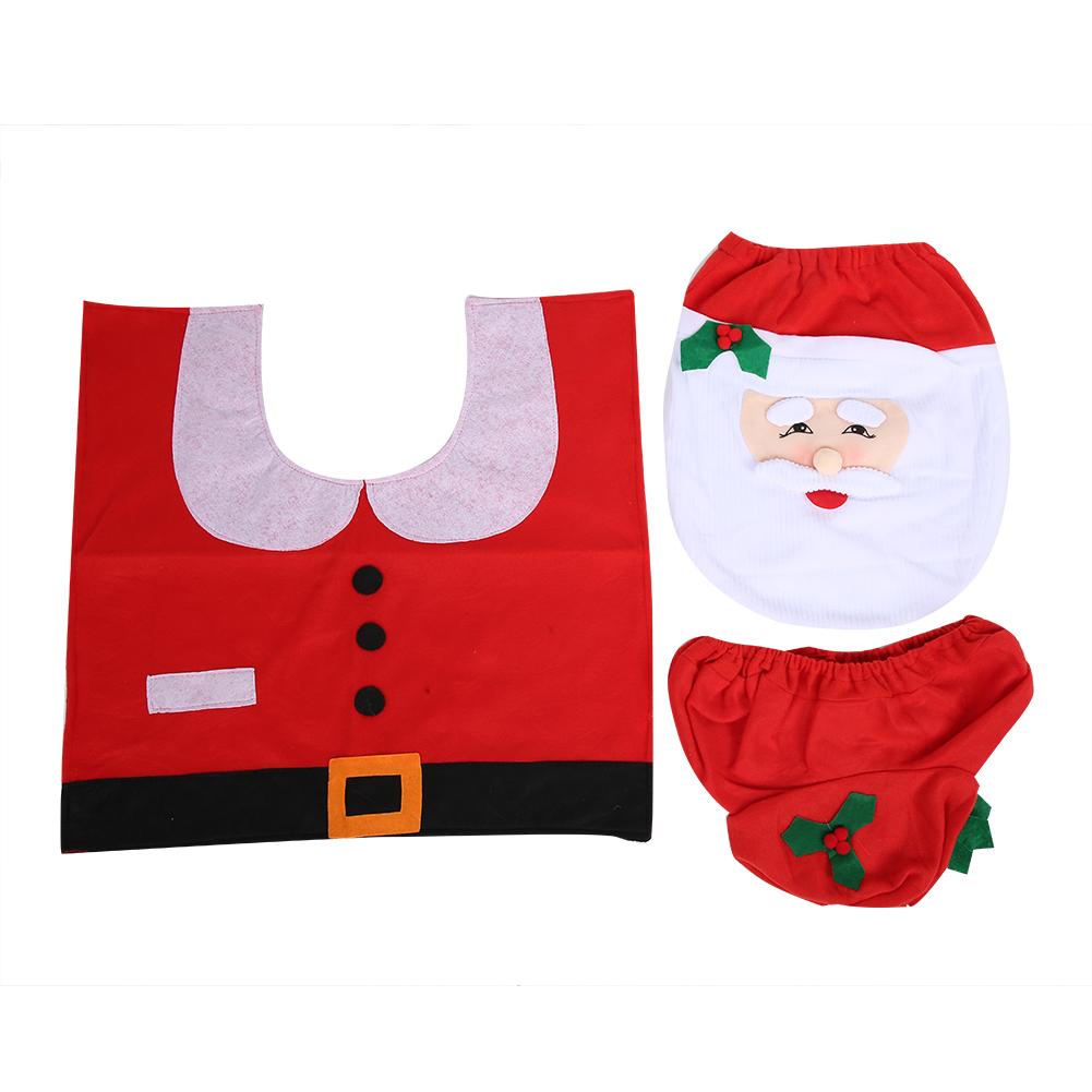 

Christmas Santa Claus Bathroom Toilet Cover Pad Set for Home Christmas Decoration