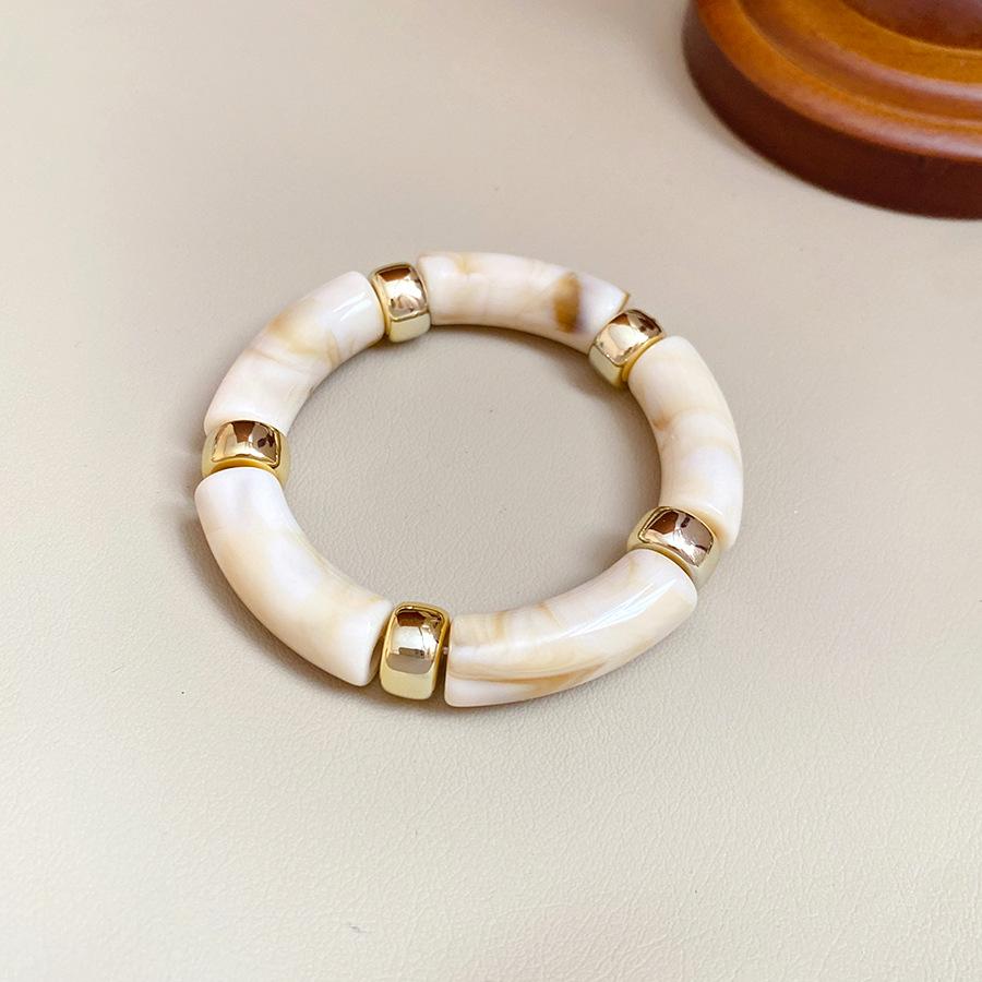 New Splicing Bamboo Tube Acrylic Round Bangles for Women Men Fashion Smuding Geometric Bracelets Elastic Bangle Couple Jewelry X