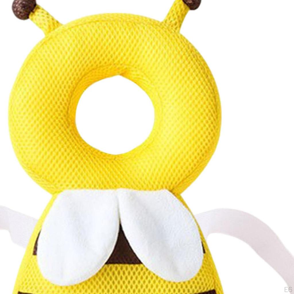 Baby Head Protector with Chest Strap Cute Wear Pad for Kids Home Living Room Yellow and Flannel