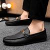 Herre Håndlavede Sorte Vandtætte Loafers - Afslappede Slip-on, Lavskaftede, Tyk Sål, Britisk Stil