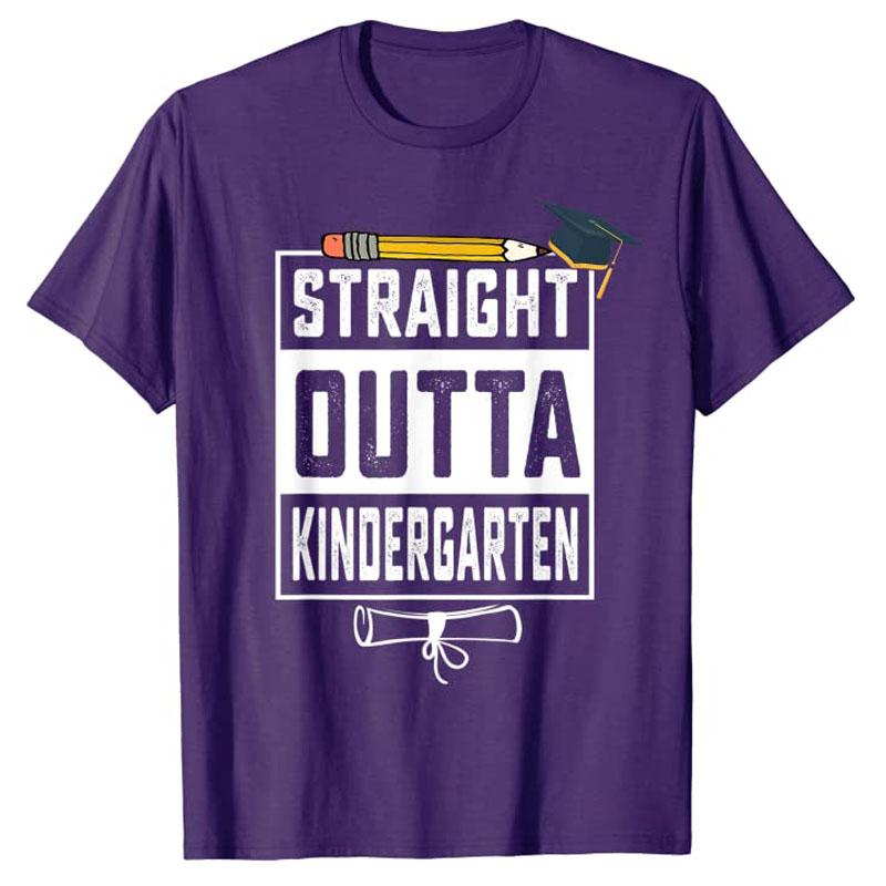 Straight Outta Kindergarten Pencil Class of 2026 Graduation TShirt for Boys Girls Students Schoolwear Clothing Graphic Tee Tops