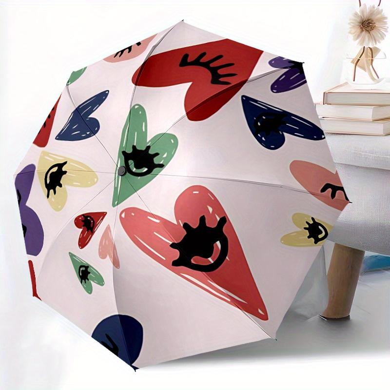 1pc Heart Pattern Automatic Opening/closing Umbrella with Auto Open/Close, Perfect Gift for Friends, Durable Plastic Handle yy250801222