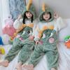 Girls Warm Coral Fleece Pajama Set With Feet Winter Sleepwear Toddlers 3-8 Years Soft Cozy One-Piece Sleepsuit