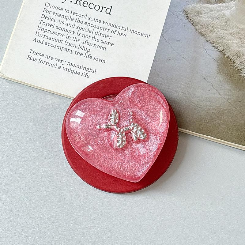 Korean Style Heart Glitter Rhinestone Puppy Phone Holder & Magnetic Finger Ring