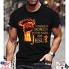 Christian Jesus Power Shirt Faith Cross Fire Graphic Religious Tee