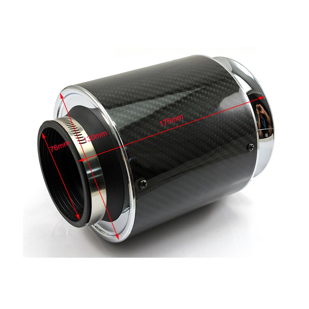 76mm 3inch Air Filter Car Universal Vehicle High Flow Cleaner High Performance Cold Air Intake Carbon Cover Sports Air Filter