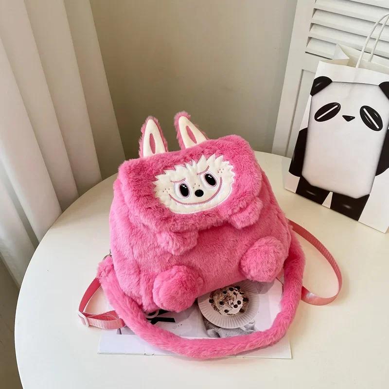 42cm Cartoon Labubu Rabbit Backpack Plush Doll Animal Labu Plush Toy Cute Labu Rabbit Dolll Soft Stuffed Backpack for Girl Gifts