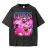 Rapper Chris Brown Breezy Großes Gesicht Grafik T-Shirt Unisex Damenmode Vintage Gewaschen Übergroß Kurzarm T-Shirts Streetwear
