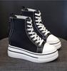 Women'S Thick Soled Sneakers  New Slope Heel 8Cm Height Increase Women'S Zipper Breathable Casual High Top Canvas Shoes