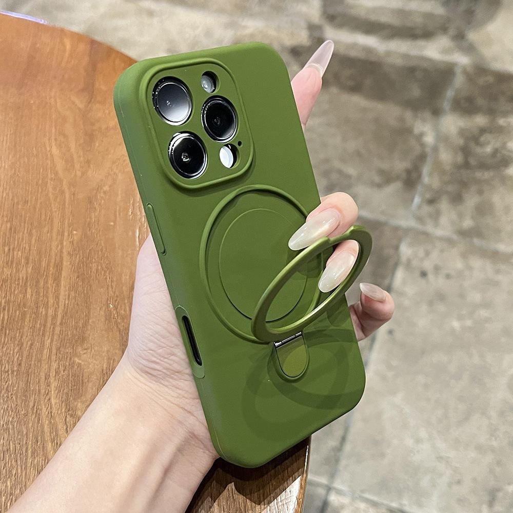Applicable To iPhone17Promax Mobile Phone Case, Liquid Silicone Integrated Magnetic Suction Bracket, Apple 15 Anti-drop Protective Case.