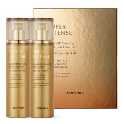 Tony Moly Super Intense Gold 24K Ginseng Snail Toner 140ml + Emulsion 140ml Set, 1 Piece