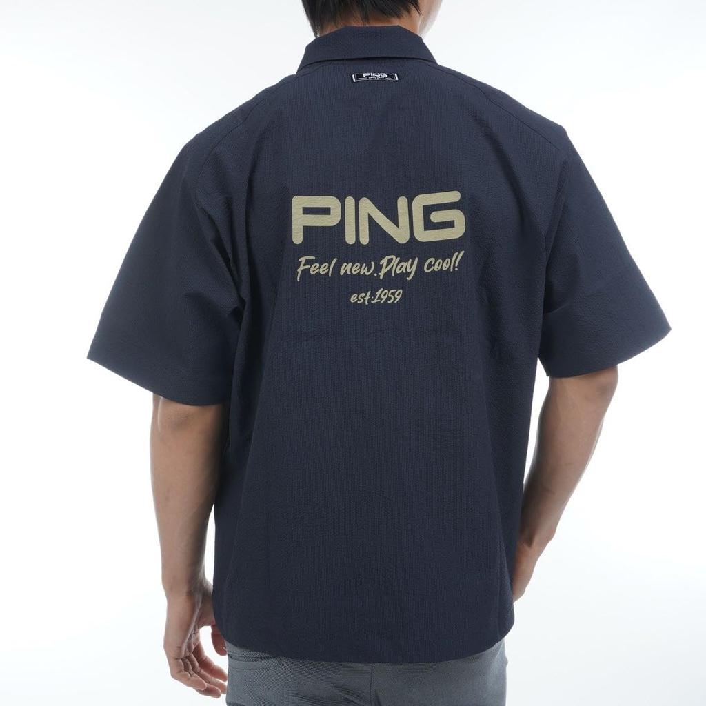Ping Apparel Men's Short Sleeve Full-Zip Shirt (All-Way Stretch, Moisture-Wicking, Quick-Drying) / Golf / 621-5111301 120_Navy L