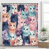 Cute Cat Shower Curtain for Bathroom Decor, Funny Bathroom Curtain , Cat Cute Cartoon Waterproof Fabric Home Curtain With Hooks