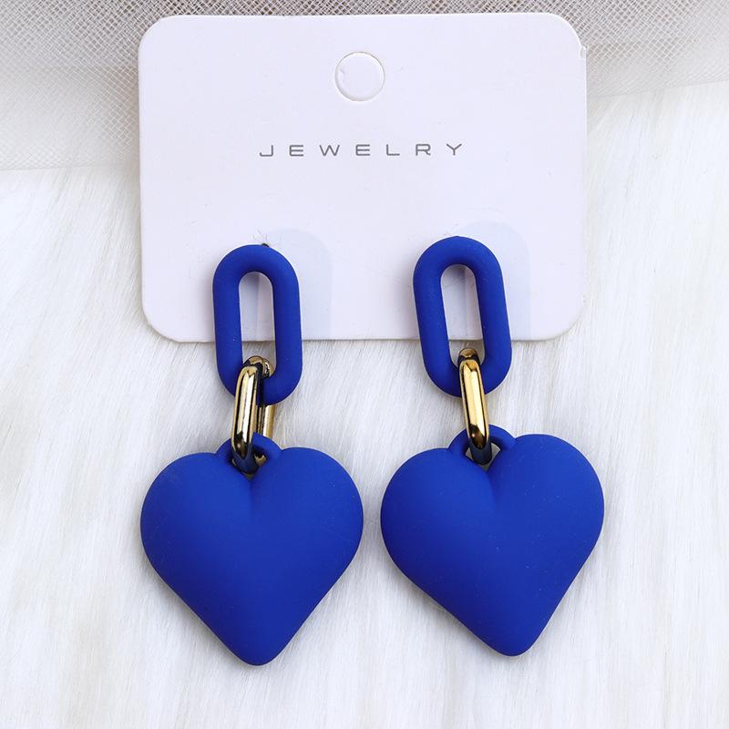 Bunte Herzohrringe für Damen Retro Herbst und Winter Einfaches Süßes Schnallendesign Acryl-Ohrringe Party Hochzeits Schmuck
