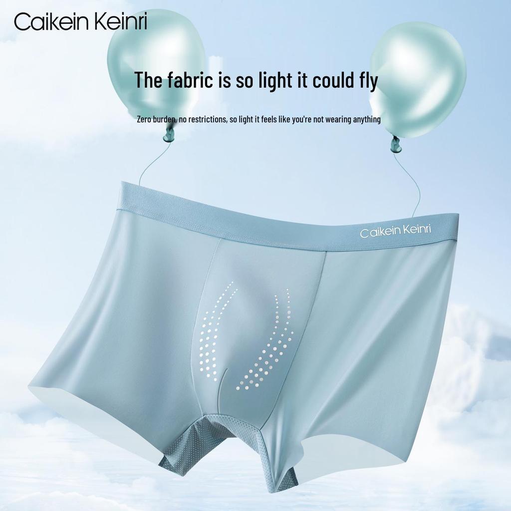 CaikeinKeinri Men's Antibacterial Ice Silk Seamless Boxer Briefs - 10A Grade, Thin, Large Size