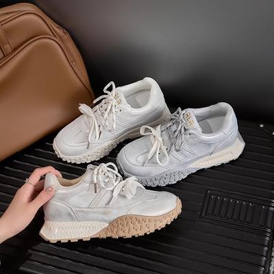 7CM binnenhoogteverhoging leer Duitse trainingsschoenen 2025 vroege lente platform veelzijdig gepoetste Forrest Gump schoenen casual sportschoenen wome