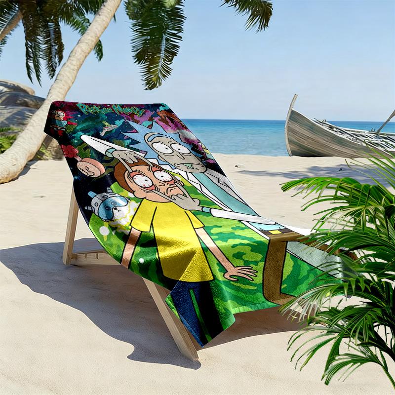 Morty Rick Print Beach Towel, Large Soft Quick Dry Towel for Beach Camping Swimming
