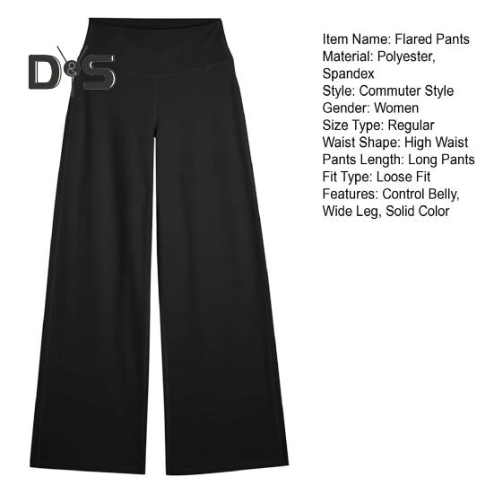 Dámské rozšířené kalhoty s elastickým vysokým pasem, jednobarevné rovné kalhoty, jednobarevné rovné kalhoty na jógu s kontrolou bříška