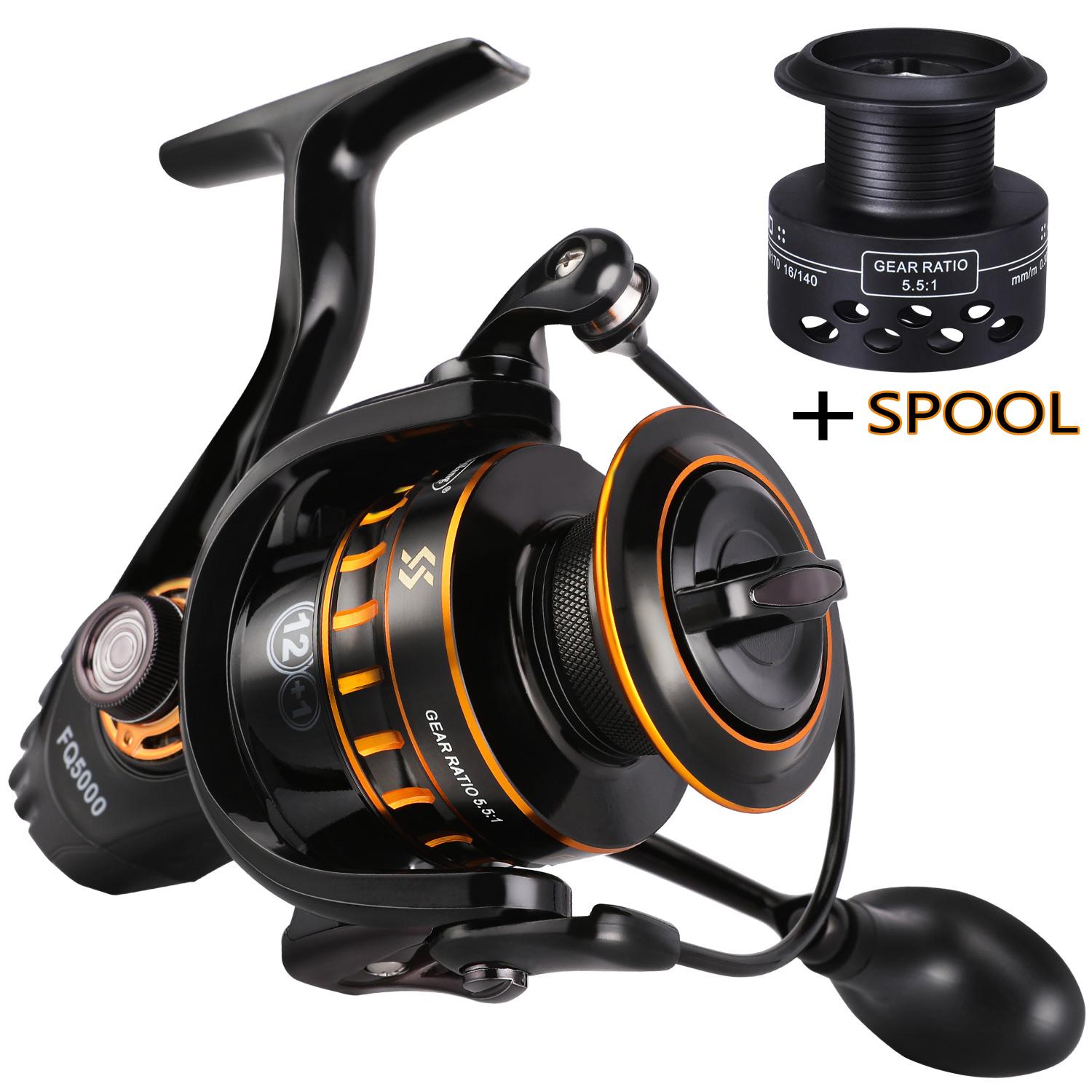 

Спиннинговая рыболовная катушка 12 + 1BB, металлическая шпуля, чашка со свободной леской, перетаскивание 10 кг, левая/правая рыболовная катушка, высокопрочная катушка с леской 5,5:1 Series 1000
