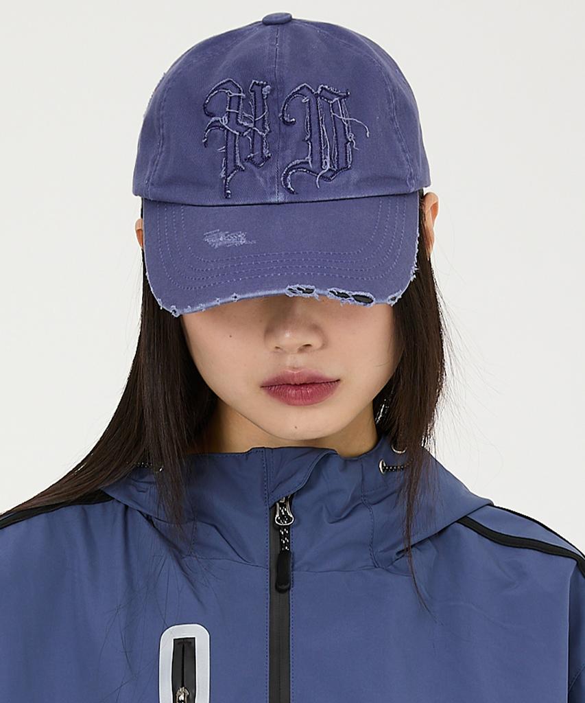 HOODHOOD Hd Applique Damaged Ball Cap Dust Blue