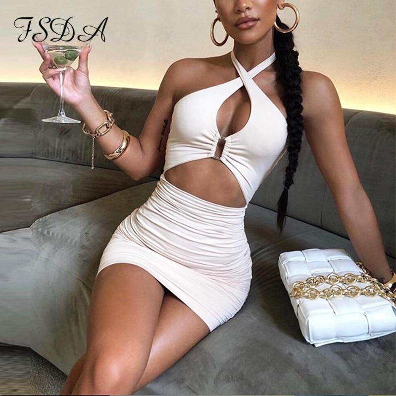 

Летнее платье на бретелях, облегающее фигуру, женское, оранжевое, с вырезами, для пляжной вечеринки, без рукавов, с открытой спиной, мини, сексуальные платья L белый