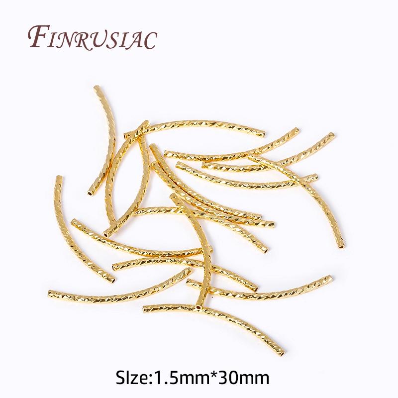 20/25/30MM Long Curved Tube Beads 18K Gold Plated Texture Tube Beads For DIY Bracelet Necklace Jewelry Making Supplies Accessory