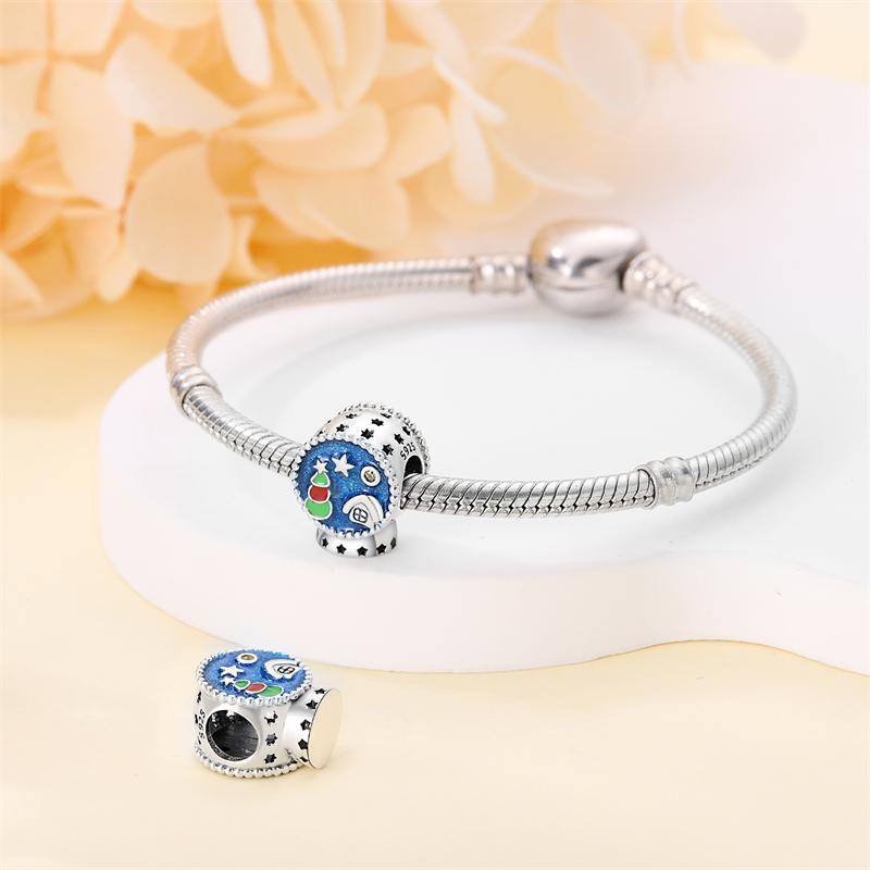 925 silver snowflake Christmas tree ski boots beads Brand bracelet exquisite DIY jewelry