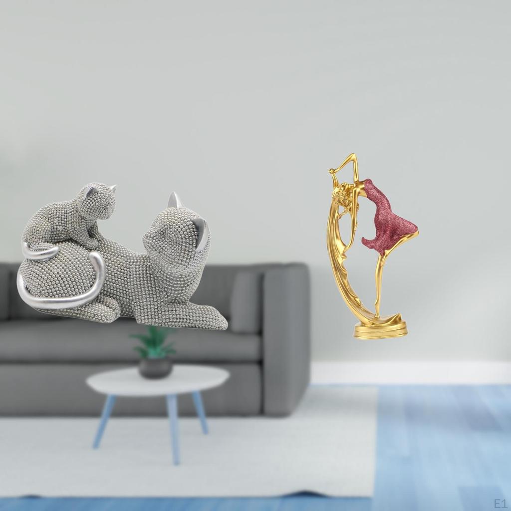 Elegant Cat Ballerina Sculpture Tabletop Ornament Art Figurine Decorative Animal Statue for Bedroom