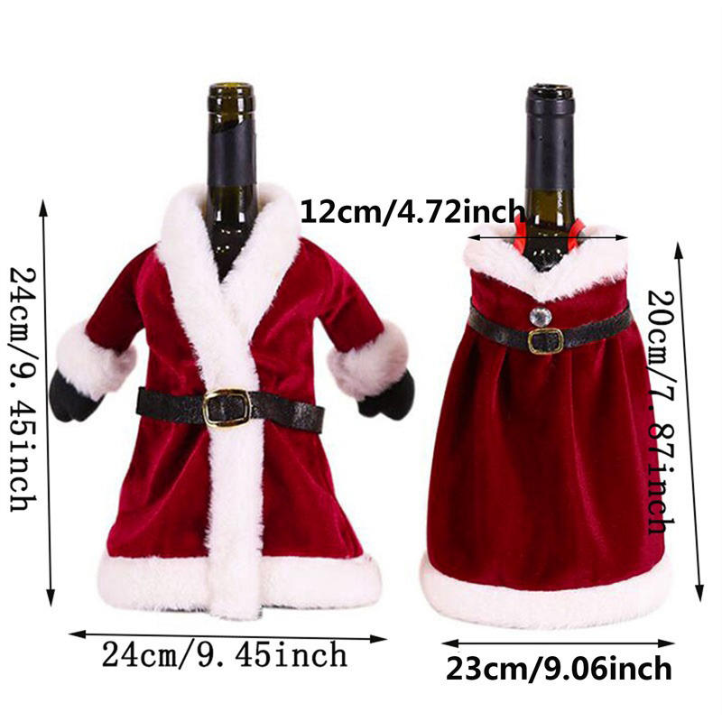 Creative Christmas Wine Bottle Cover Velvet Dress Clothes Set Wine Bottle Ornaments Bag Xmas Party Dinner Table Decoration Gifts