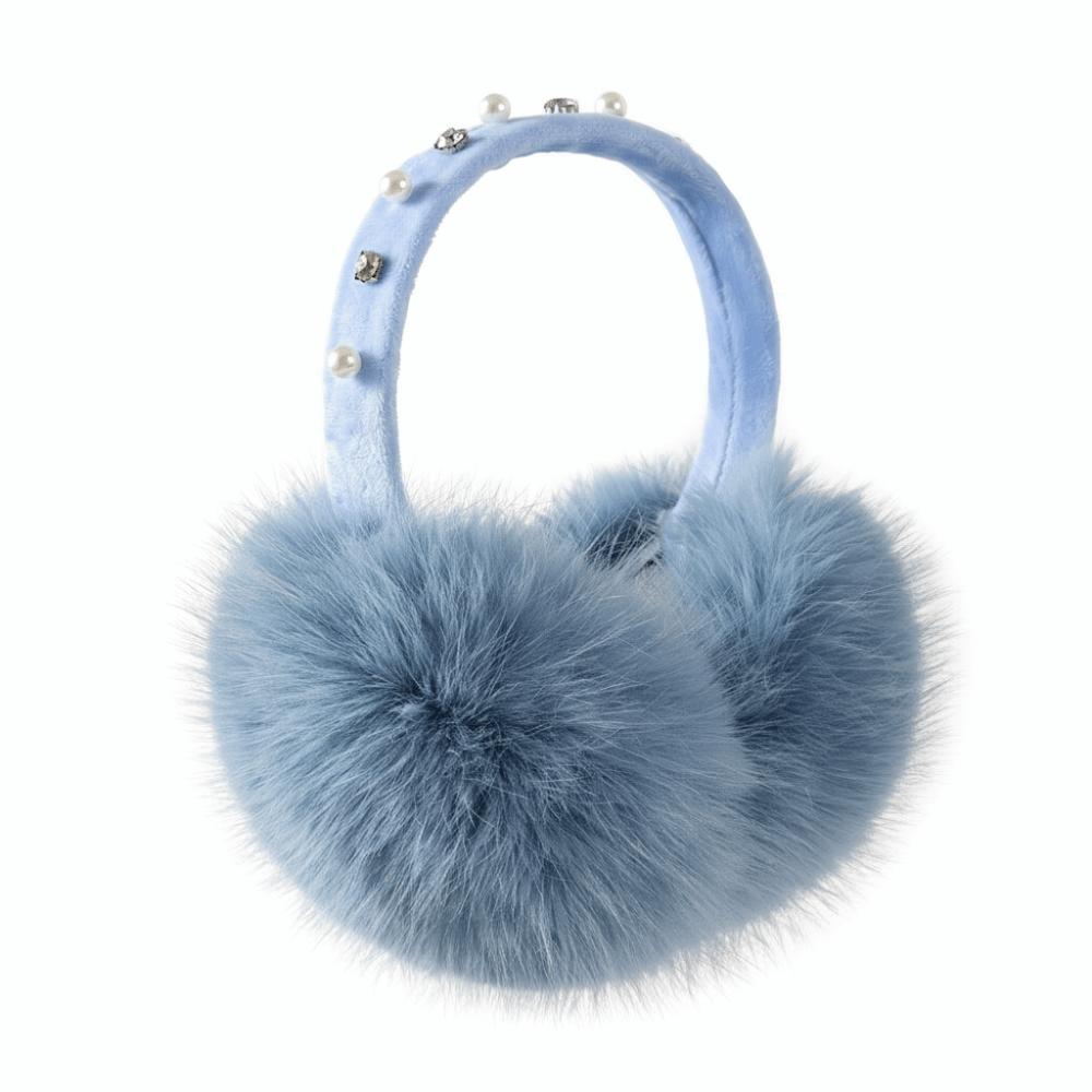 Plush Faux Fur Earmuffs Pearl Rhinestone Decor Soft Fluffy Earmuffs New Winter Ear Warmers  Outdoor