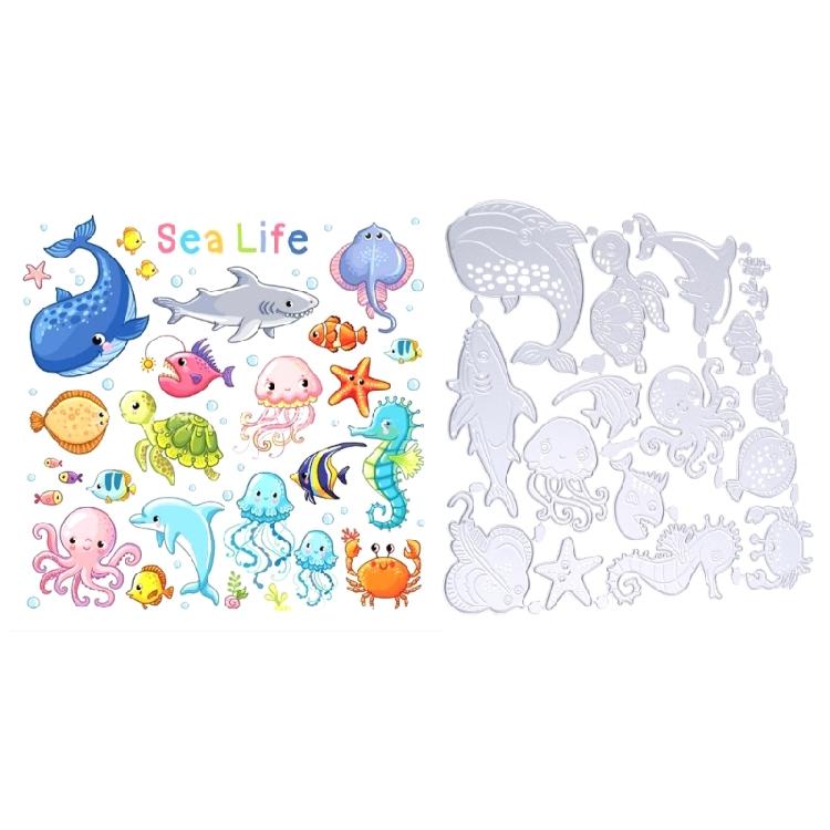 Ocean Animals Cutting Dies Stencil Template Mold Stamp Embossing Art Craft Decor